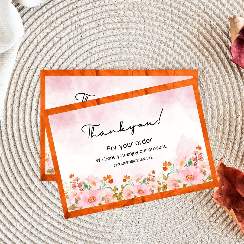 Pink White Flower Thank You Card